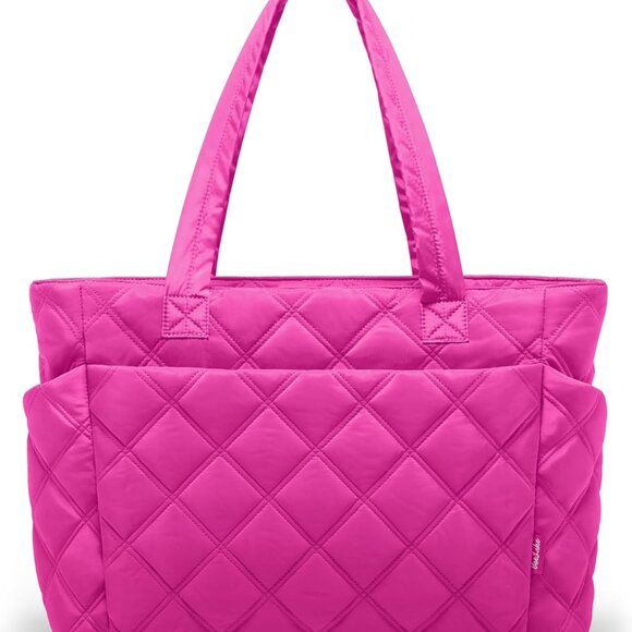 Women Puffer Tote Bag Lightweight Quilted Shoulder Travel Work Accessory - Picture 1 of 6